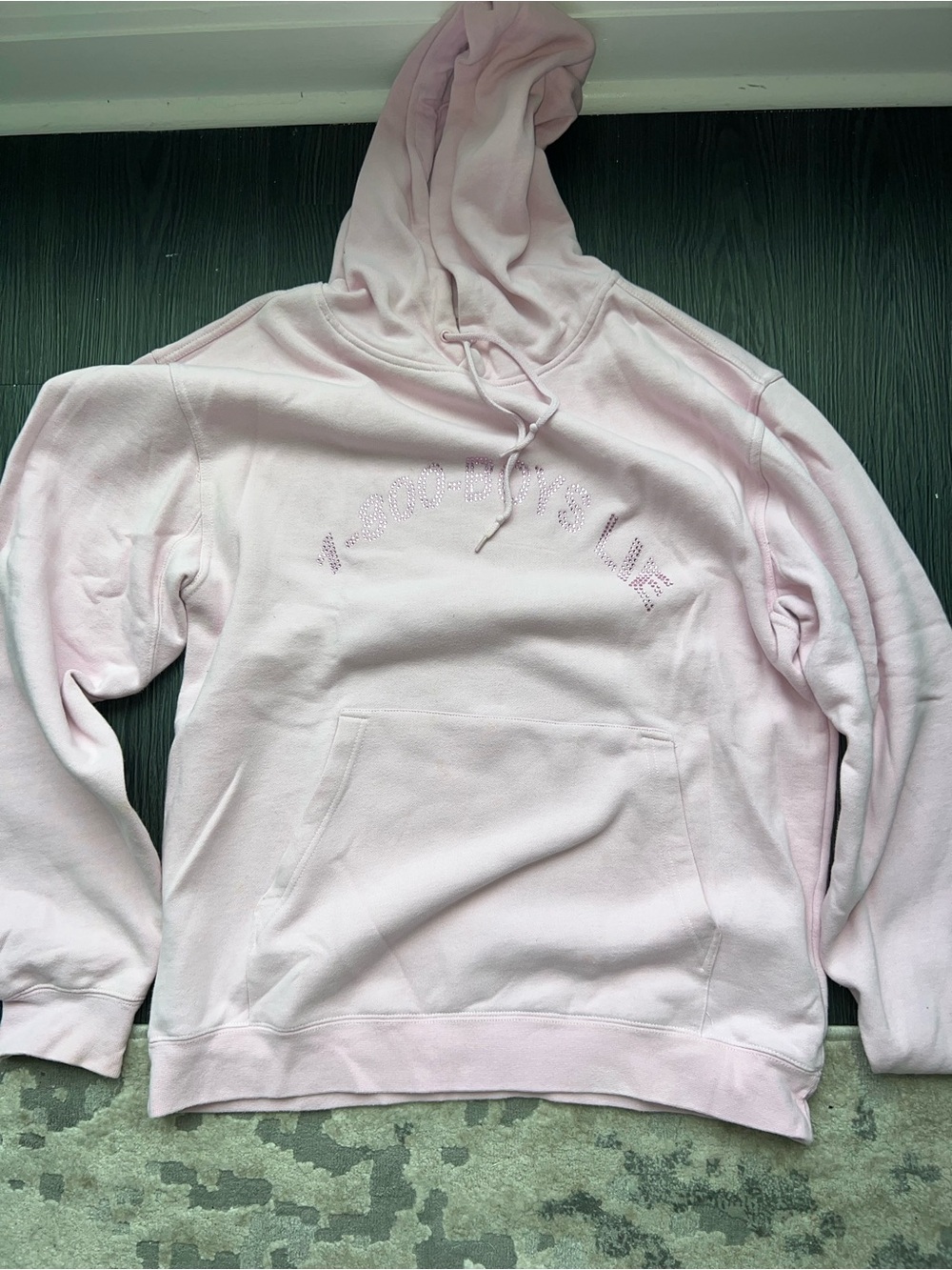Boys Lie Pale Pink Rhinestone Logo Hoodie